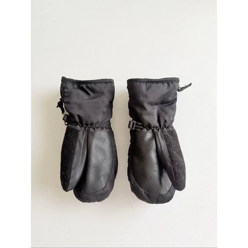 HEAD Kids Size S Black Down Mitten Gloves With Easy Slip-on Zipper No Inserts